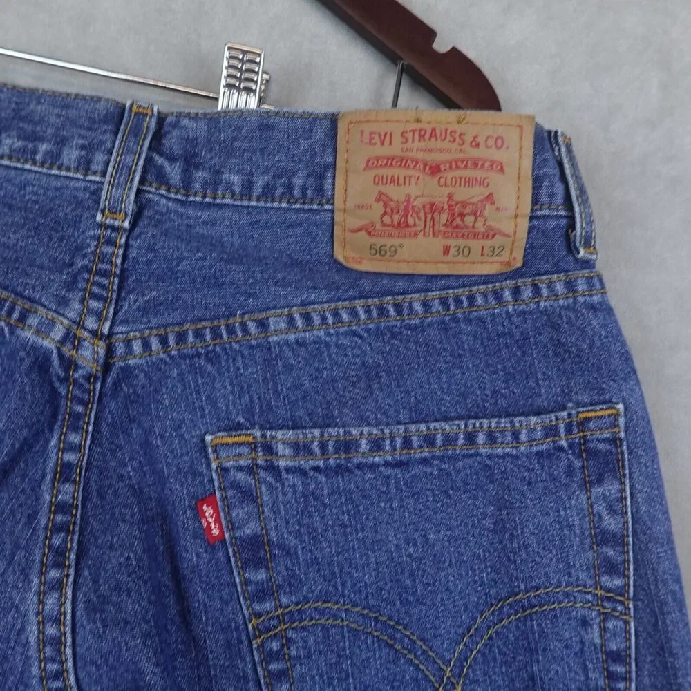 Levi's 569 Jeans Mens 30x32 Blue Denim Loose Straight Fit - Picture 6 of 12